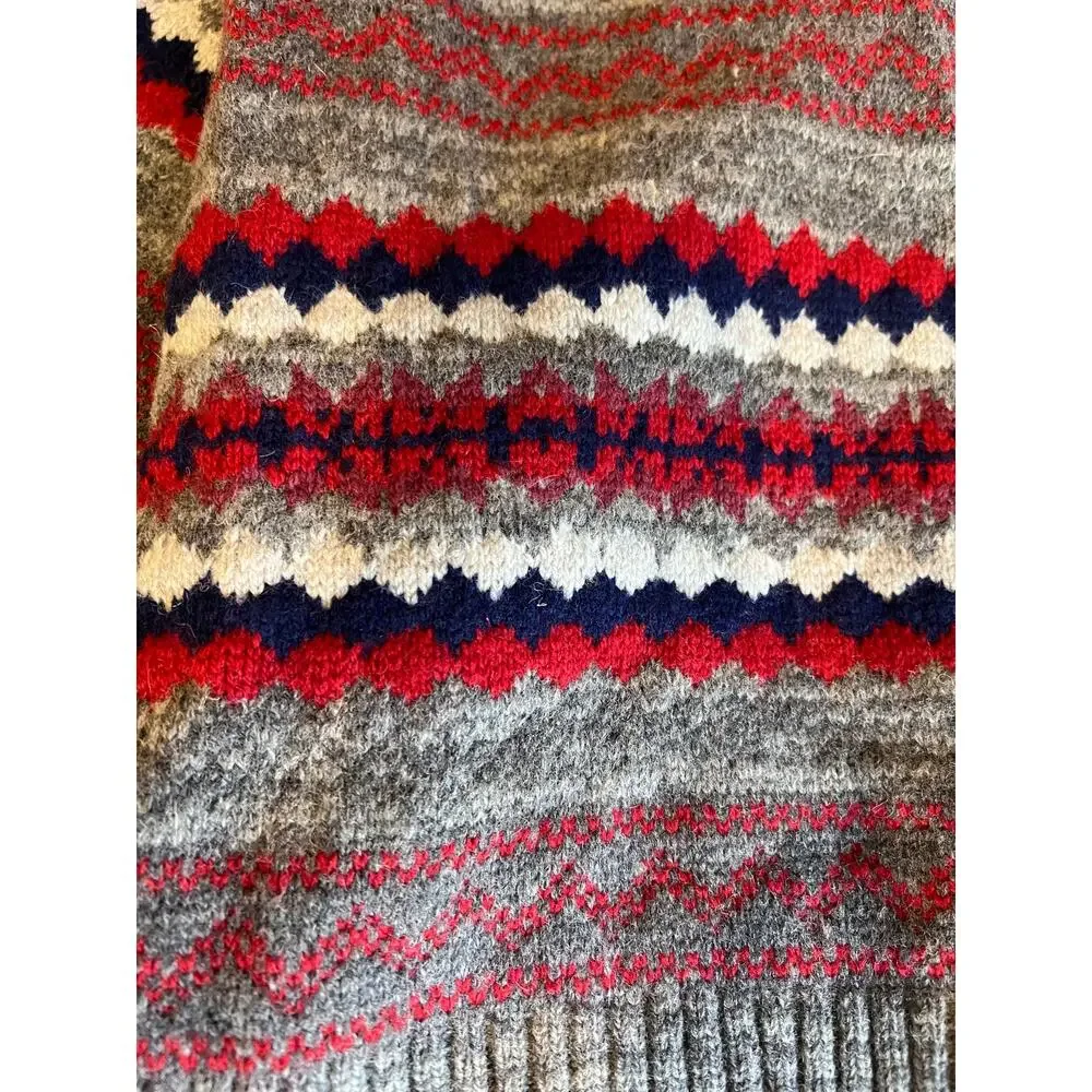 GAP cozy knit long wool blend Fair Isle Print scarf